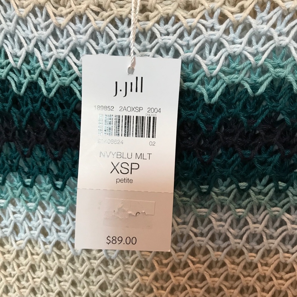 NWT J. Jill Striped Quarter Sleeve Sweater - Picture 4 of 5
